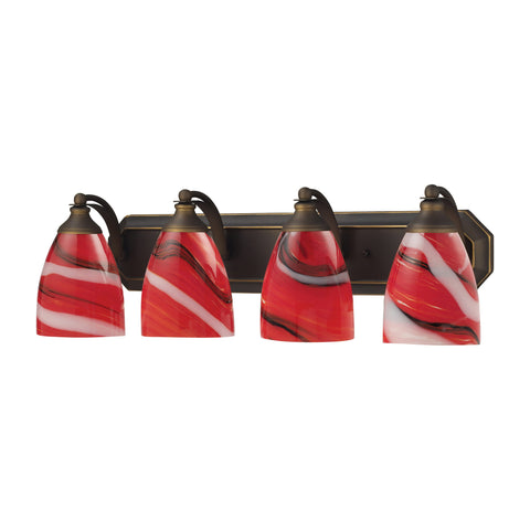 4 Light Vanity In Aged Bronze And Canary Glass