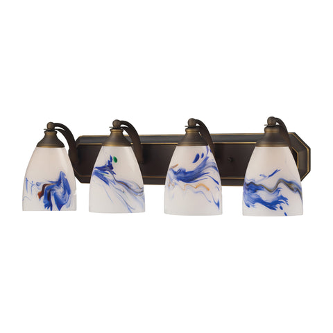 4 Light Vanity In Aged Bronze And Mountain Glass