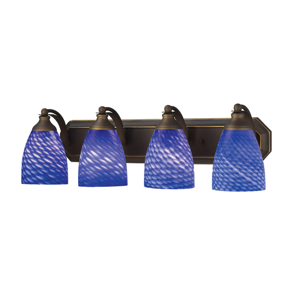 4 Light Vanity In Aged Bronze And Sapphire Glass