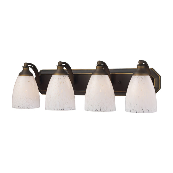 4 Light Vanity In Aged Bronze And Snow White Glass