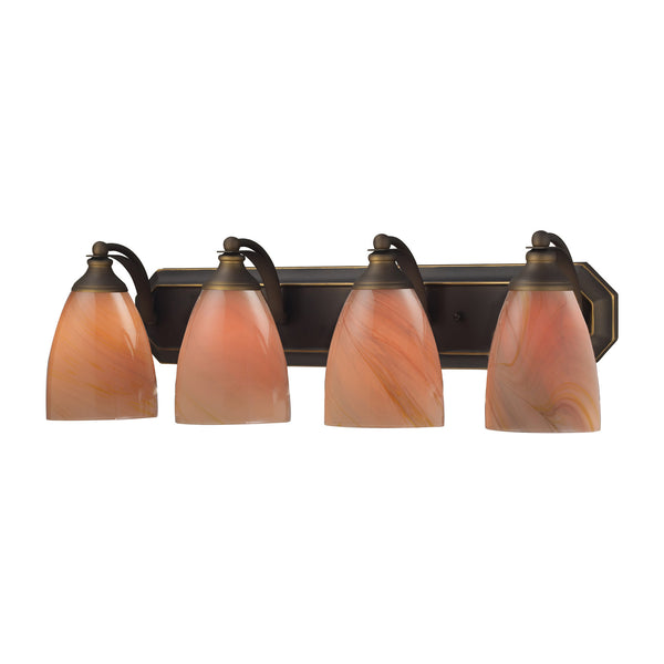 4 Light Vanity In Aged Bronze And Sandy Glass