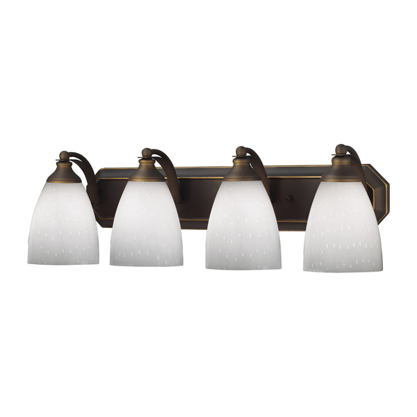 4 Light Vanity In Aged Bronze And Simply White Glass