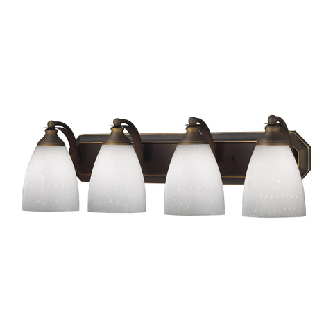 4 Light Vanity In Aged Bronze And Simply White Glass