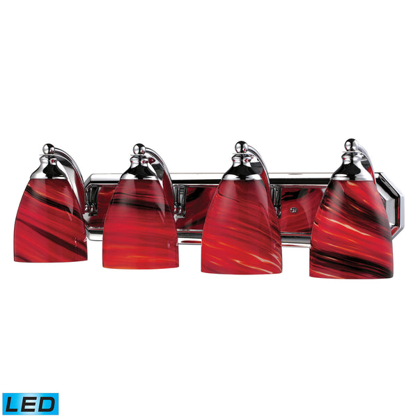 4 Light Vanity In Polished Chrome And Autumn Glass - LED, 800 Lumens (3200 Lumens Total) With Full Scale Dimming Range, 60 Watt (240 Watt Total)Equivalent , 120V Replaceable LED Bulb Included