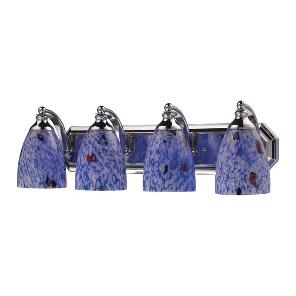 4 Light Vanity In Polished Chrome And Starburst Blue Glass