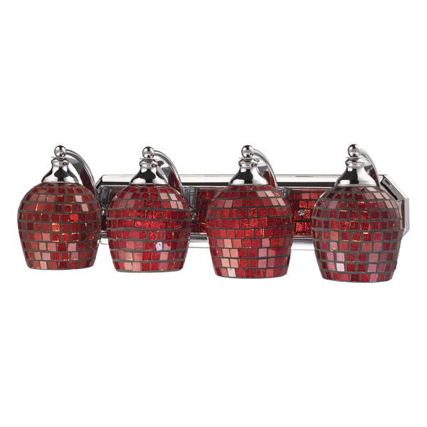 4 Light Vanity In Polished Chrome And Copper Mosaic Glass