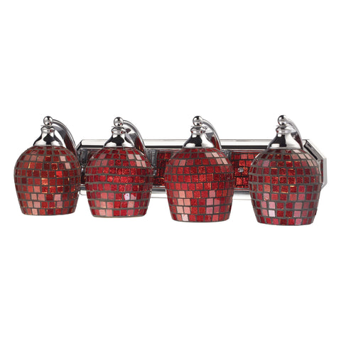 4 Light Vanity In Polished Chrome And Copper Mosaic Glass