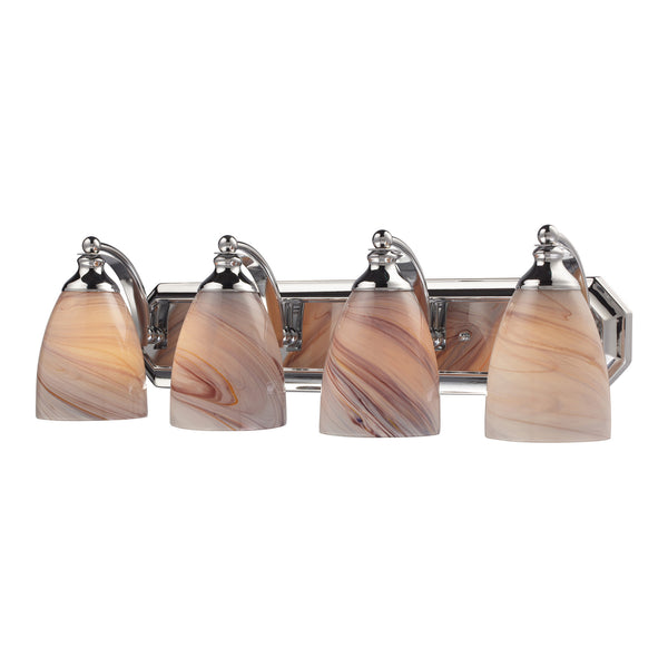 4 Light Vanity In Polished Chrome And Creme Glass