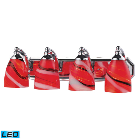 4 Light Vanity In Polished Chrome And Canary Glass - LED, 800 Lumens (3200 Lumens Total) With Full Scale Dimming Range, 60 Watt (240 Watt Total)Equivalent , 120V Replaceable LED Bulb Included