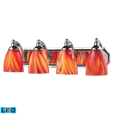 4 Light Vanity In Polished Chrome And Multi Glass - LED, 800 Lumens (3200 Lumens Total) With Full Scale Dimming Range, 60 Watt (240 Watt Total)Equivalent , 120V Replaceable LED Bulb Included