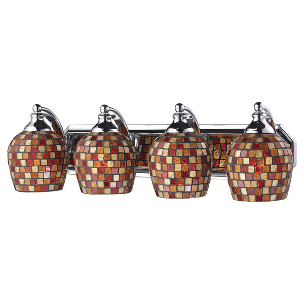 4 Light Vanity In Polished Chrome And Multi Mosaic Glass