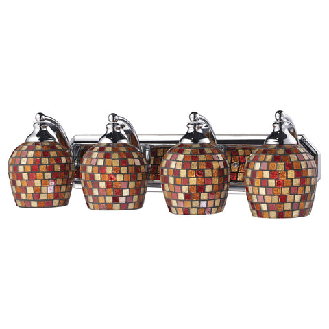 4 Light Vanity In Polished Chrome And Multi Mosaic Glass