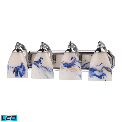 4 Light Vanity In Polished Chrome And Mountain Glass - LED, 800 Lumens (3200 Lumens Total) With Full Scale Dimming Range, 60 Watt (240 Watt Total)Equivalent , 120V Replaceable LED Bulb Included