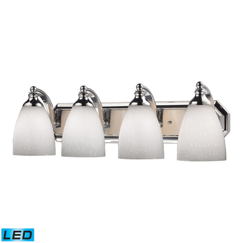 4 Light Vanity In Polished Chrome And Simply White Glass - LED, 800 Lumens (3200 Lumens Total) With Full Scale Dimming Range, 60 Watt (240 Watt Total)Equivalent , 120V Replaceable LED Bulb Included