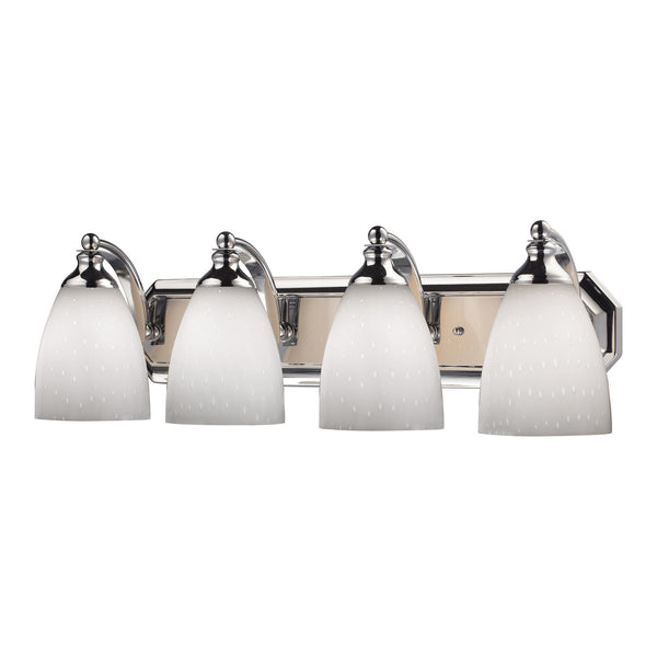4 Light Vanity In Polished Chrome And Simply White Glass