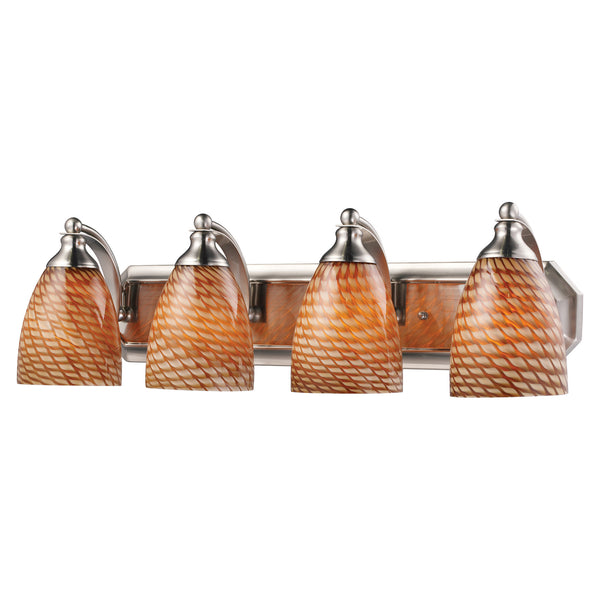 4 Light Vanity In Satin Nickel And Coco Glass