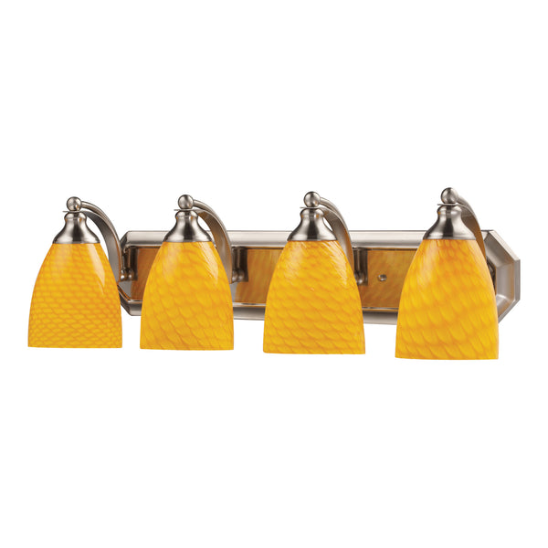 4 Light Vanity In Satin Nickel And Canary Glass