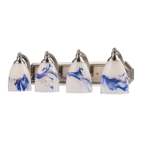 4 Light Vanity In Satin Nickel And Mountain Glass