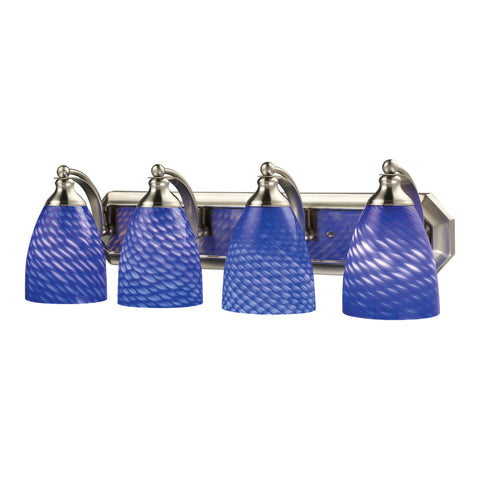 4 Light Vanity In Satin Nickel And Sapphire Glass