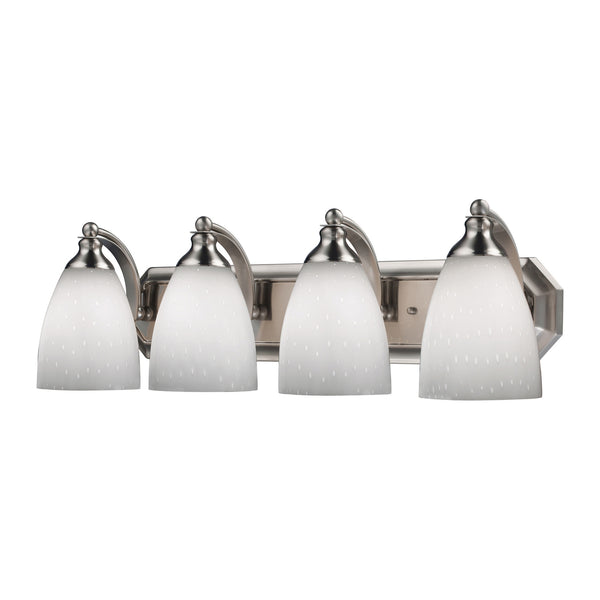 4 Light Vanity In Satin Nickel And Simply White Glass