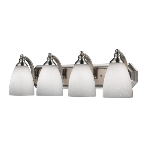4 Light Vanity In Satin Nickel And Simply White Glass