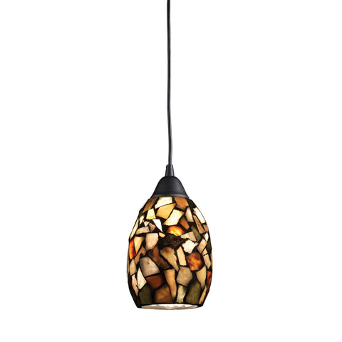 Trego 1-Light Pendant With Multi-Colored Stone In Dark Rust