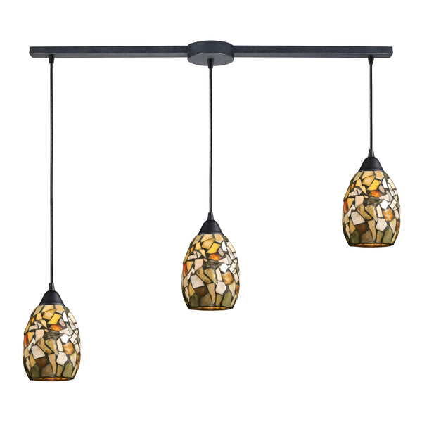 Trego 3 Light Pendant In Dark Rust