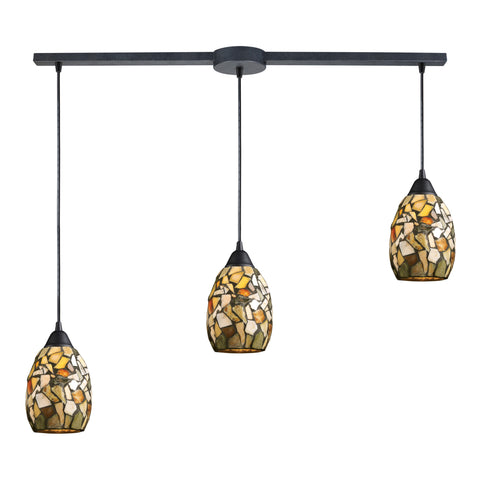 Trego 3 Light Pendant In Dark Rust