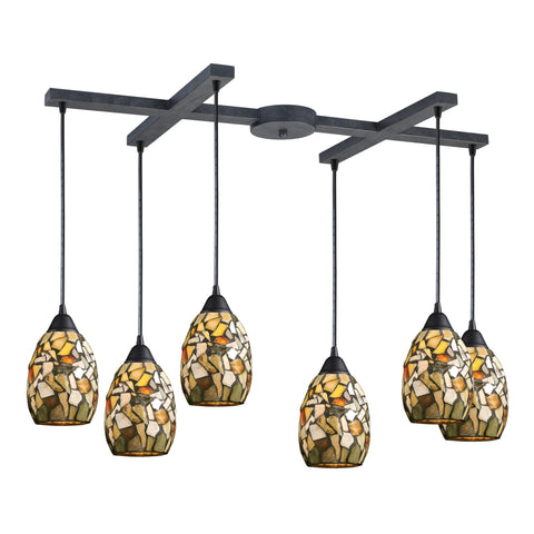 Trego 6 Light Pendant In Dark Rust