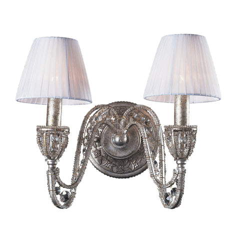 2 Light Wall Bracket In Sunset Silver And Crystal Accents