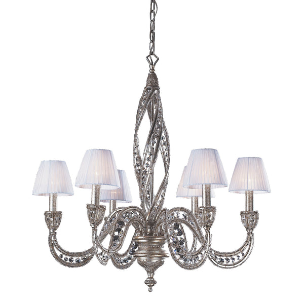 6 Light Chandelier In Sunset Silver And Crystal Accents