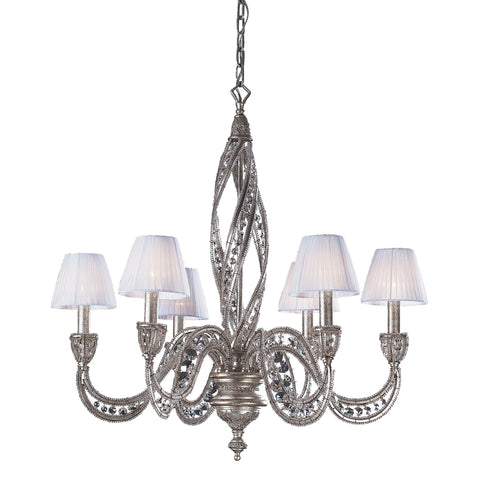 6 Light Chandelier In Sunset Silver And Crystal Accents