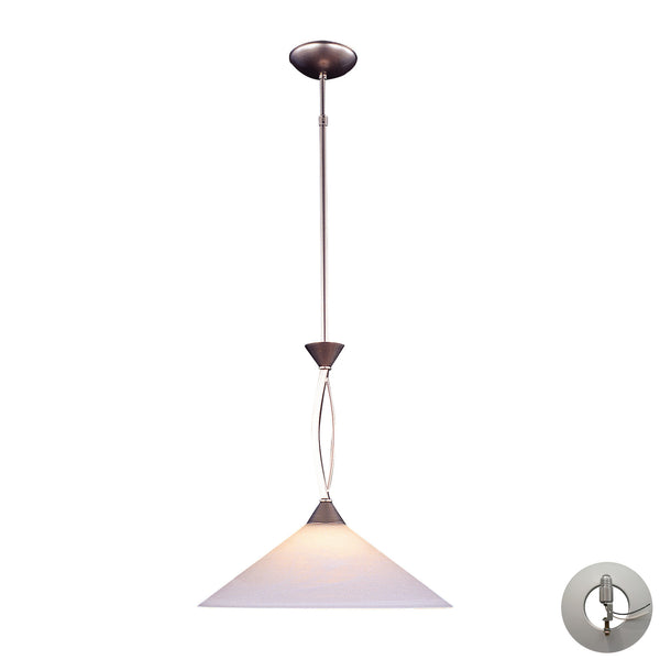 1 Light Pendant In Satin Nickel And Tea Swirl Glass Includes An Adapter Kit To Allow For Easy Conversion Of A Recessed Light To A Pendant