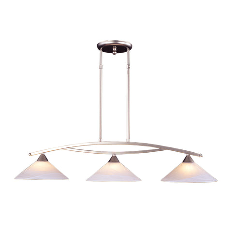 3 Light Island Light In Satin Nickel And Tea Swirl Glass