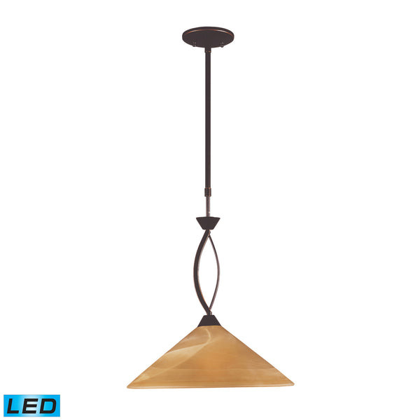 1 Light Pendant In Aged Bronze And Tea Swirl Glass - LED Offering Up To 800 Lumens (60 Watt Equivalent) With Full Range Dimming. Includes An Easily Replaceable LED Bulb (120V).
