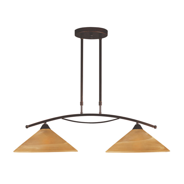 2 Light Island Light In Aged Bronze And Tea Swirl Glass