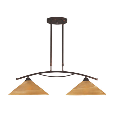 2 Light Island Light In Aged Bronze And Tea Swirl Glass