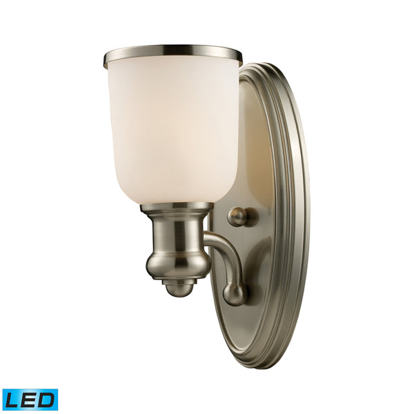Brooksdale 1-Light Sconce In Satin Nickel - LED Offering Up To 800 Lumens (60 Watt Equivalent) With Full Range Dimming. Includes An Easily Replaceable LED Bulb (120V).
