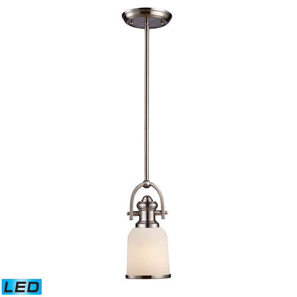 Brooksdale 1-Light Pendant In Satin Nickel - LED Offering Up To 800 Lumens (60 Watt Equivalent) With Full Range Dimming. Includes An Easily Replaceable LED Bulb (120V).
