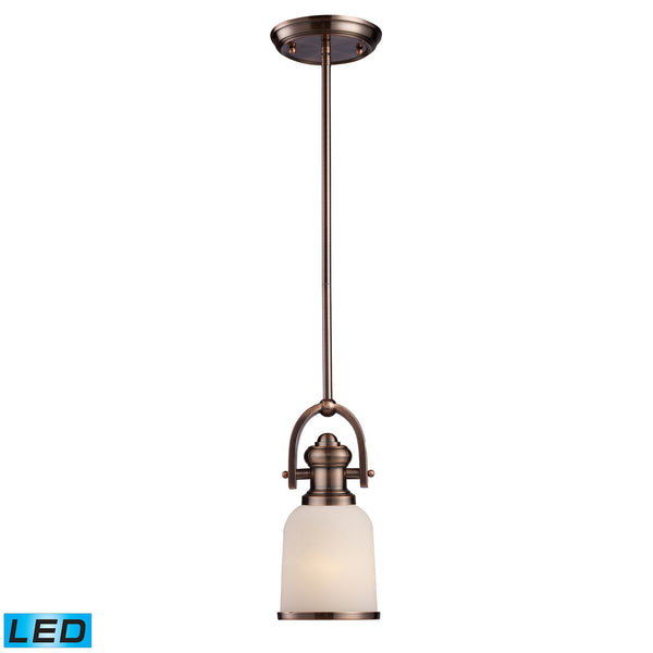 Brooksdale 1-Light Pendant In Antique Copper - LED Offering Up To 800 Lumens (60 Watt Equivalent) With Full Range Dimming. Includes An Easily Replaceable LED Bulb (120V).