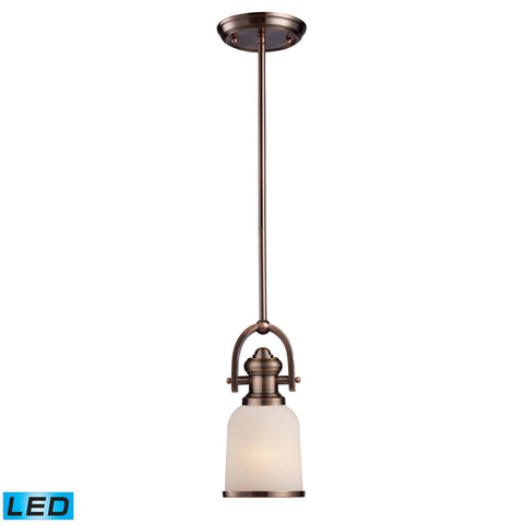 Brooksdale 1-Light Pendant In Antique Copper - LED Offering Up To 800 Lumens (60 Watt Equivalent) With Full Range Dimming. Includes An Easily Replaceable LED Bulb (120V).