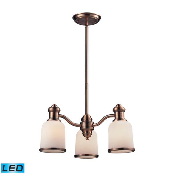 Brooksdale 3-Light Chandelier In Antique Copper - LED, 800 Lumens (2400 Lumens Total) With Full Scale Dimming Range, 60 Watt (180 Watt Total)Equivalent , 120V Replaceable LED Bulb Included