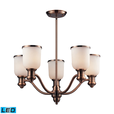 Brooksdale 5-Light Chandelier In Antique Copper - LED, 800 Lumens (4000 Lumens Total) With Full Scale Dimming Range, 60 Watt (300 Watt Total)Equivalent , 120V Replaceable LED Bulb Included