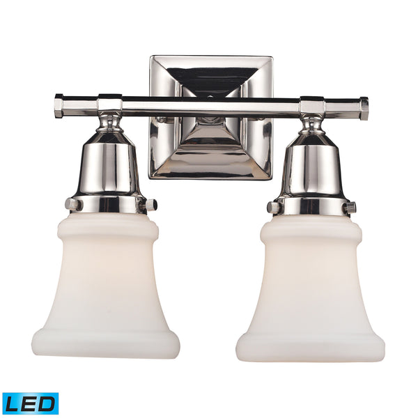Barton Polished Nickel Vanity - LED, 800 Lumens (1600 Lumens Total) With Full Scale Dimming Range, 60 Watt (120 Watt Total)Equivalent , 120V Replaceable LED Bulb Included