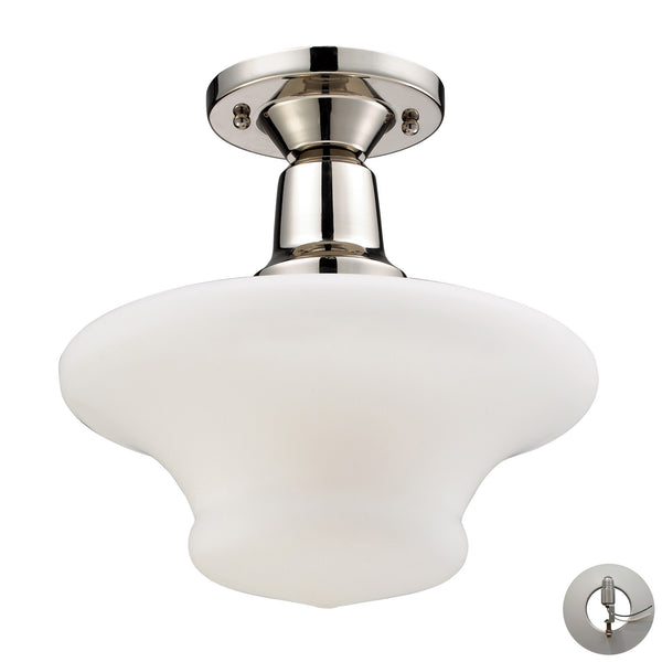 Barton Polished Nickel Semi-Flush Includes An Adapter Kit To Allow For Easy Conversion Of A Recessed Light To A Semi Flush