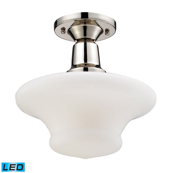 Barton Polished Nickel Semi-Flush - LED Offering Up To 800 Lumens (60 Watt Equivalent) With Full Range Dimming. Includes An Easily Replaceable LED Bulb (120V).