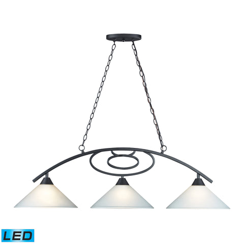Billiards (Section) Matte Black Pendant - LED, 800 Lumens (2400 Lumens Total) With Full Scale Dimming Range, 60 Watt (180 Watt Total)Equivalent , 120V Replaceable LED Bulb Included