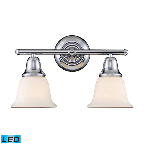 Berwick 2-Light Vanity In Polished Chrome - LED, 800 Lumens (1600 Lumens Total) With Full Scale Dimming Range, 60 Watt (120 Watt Total)Equivalent , 120V Replaceable LED Bulb Included