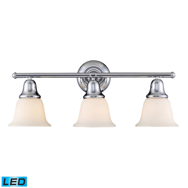 Berwick 3-Light Vanity In Polished Chrome - LED, 800 Lumens (2400 Lumens Total) With Full Scale Dimming Range, 60 Watt (180 Watt Total)Equivalent , 120V Replaceable LED Bulb Included