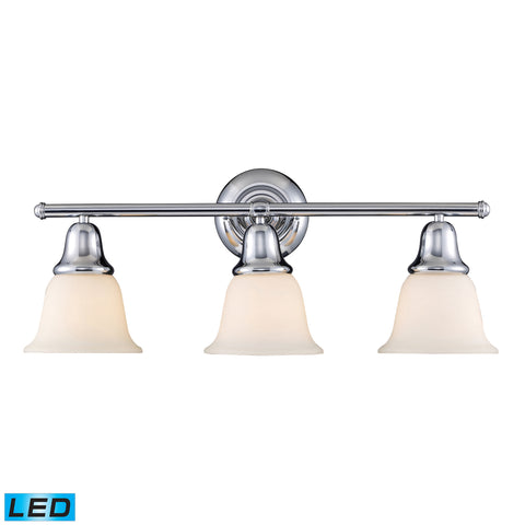 Berwick 3-Light Vanity In Polished Chrome - LED, 800 Lumens (2400 Lumens Total) With Full Scale Dimming Range, 60 Watt (180 Watt Total)Equivalent , 120V Replaceable LED Bulb Included